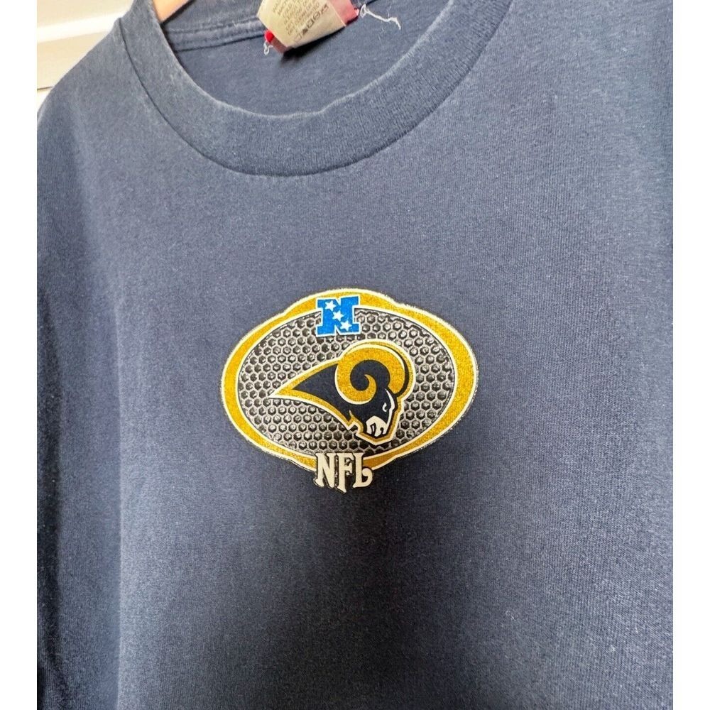 St Louis Rams Shirt Mens Large Blue Tee 90s NFL Football‎ Cotton Comfort